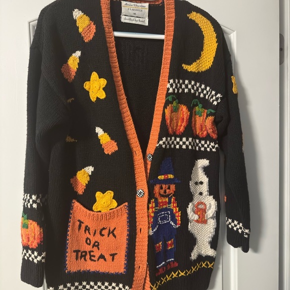 Marisa Christina Orange and Black Cardigan Handmade - Picture 1 of 11